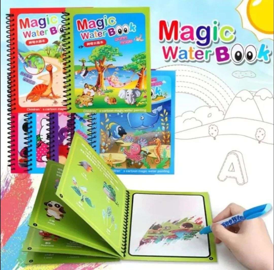 Magic Water Book, Water Drawing Book, Reusable Doddle Book with Pen for Kids - Image 3