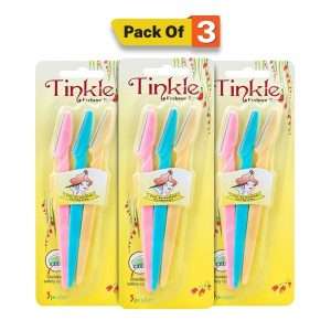 Tinkle Eyebrow Razors | Pack of 3 Dermaplane Razors | Precision Eyebrow Trimmer & Dermaplaning Tool | Safe, Easy Facial Hair Removal for Flawless Skin multi pack