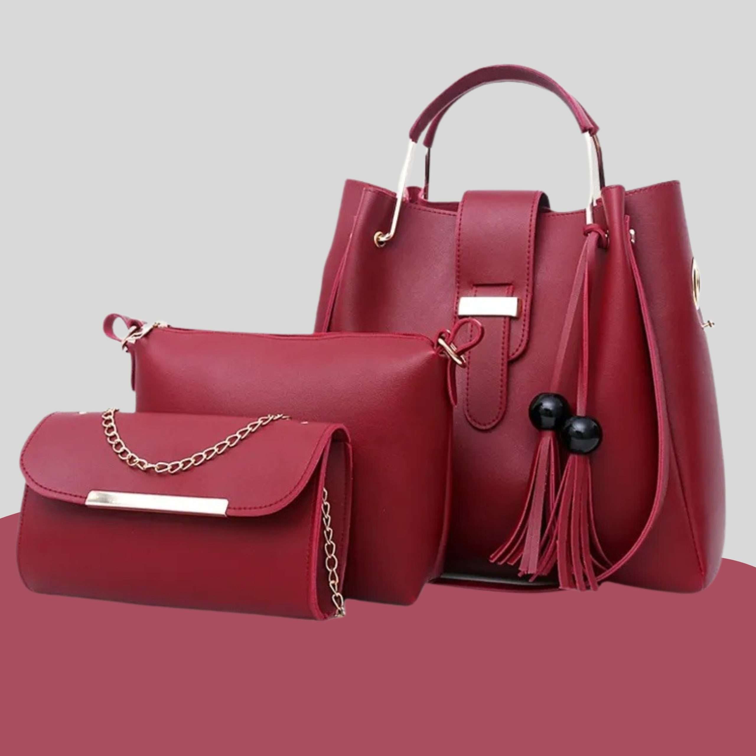 New style Ladies Handbags with Long Shoulder with Ultimate Ladies Handbags Set 3 Piece Ladies Handbags for Girls - Image 3
