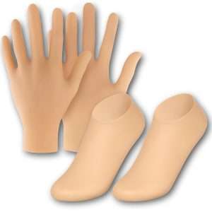 Premium Silicone Gel Heel Pad Socks and Moisturizing Gel Gloves Hand